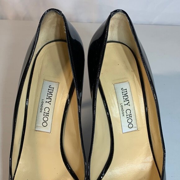 Jimmy Choo Pumps Black Patent Leather Pointed Toe Heels - Picture 6 of 14